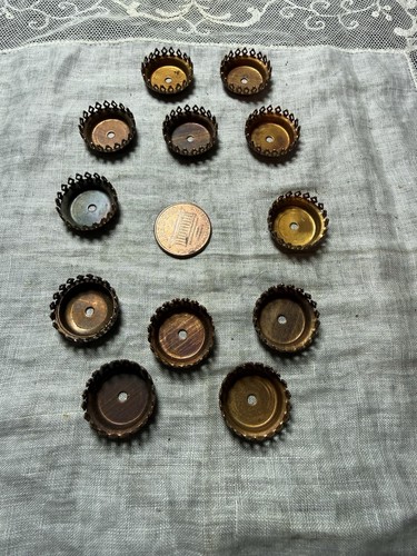 12 Raw Brass Disc Bezels Bezels with Prongs 19mm