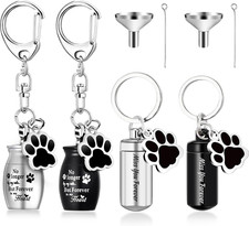 4 Pcs Pet Ashes Keepsake Keychain for Dog Pet Ashes Urn with 4 Pcs Filling Tools