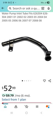 Water Pump Inlet Tube for Chrysler for Town & Country 01-08 Voyager 01-03, Dodge