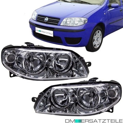 Fiat Punto 188 Scheinwerfer SET Links Rechts Halogen H7/H1 Chrom Klarglas 03-04