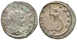 CLAUDE II (268 270) ATHENA TENANT LANCE ET BOUCLIER