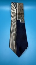VTG Palatina Men's 100% Silk Abstract Designer Tie Black Brown White USA Made