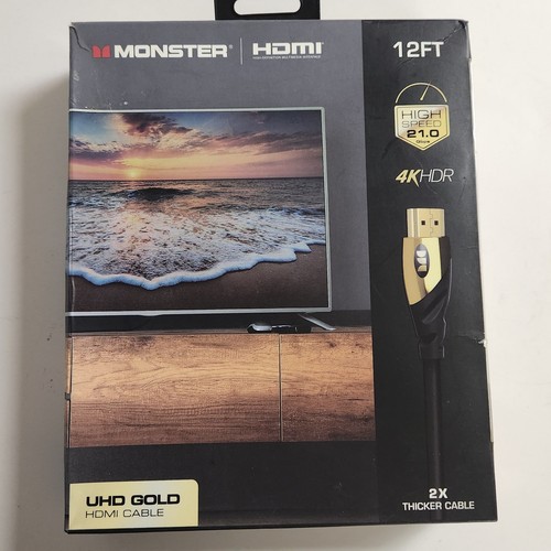 Monster 4K HDMI Certified Premium Cable 12ft Gold Plated Connector Tips NIB - Picture 1 of 7