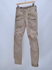 Mens MARITHE FRANCOIS GIRBAUD Pockets Full Side Zipper Beige Cargo Pants Size 30
