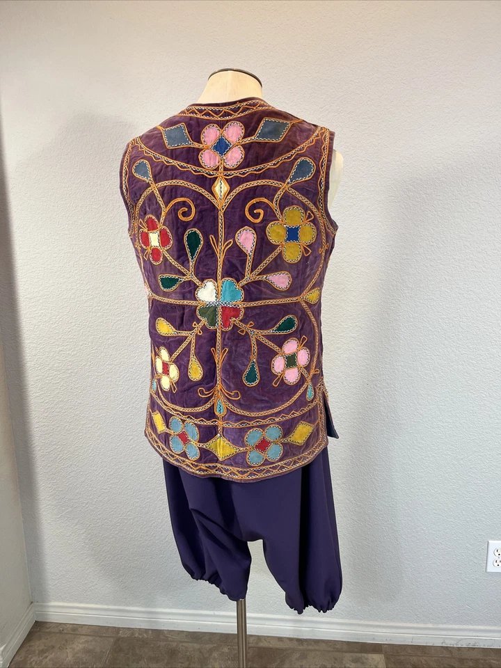 "Disfraz Aladdin Coro Comerciante Púrpura Colorido Chaleco Musical Talla 42"" Nuevos Pantalones" Foto 4 de 4