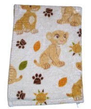 Disney Lion King Simba Nala Plush Baby Blanket Paw Print Sun Leaves 30x40"