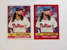 2025 Topps Heritage Red Border #7 Matt Strahm Philadelphia Phillies And Base