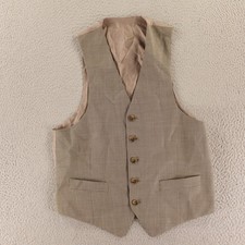 Birdseye Vest S 38R Brown Tan 100 Wool Worsted Waistcoat Formal