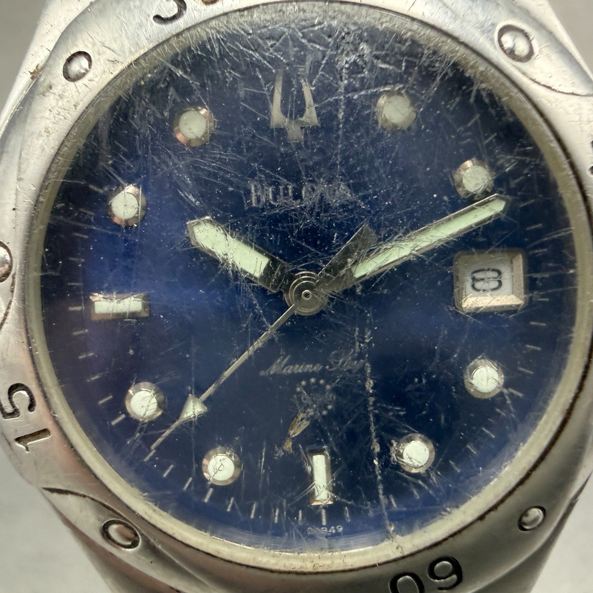 Bulova Marine Star Watch Men 37mm Blue Dial Steel Date Round  display picture 1