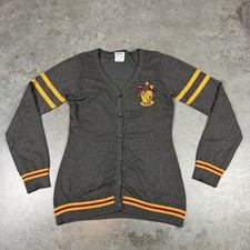 Harry Potter Cardigan Womens Medium Gray Gryffindor Preppy Movie