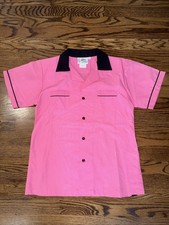 Youth Large Pink Vintage Style bowling shirt ZZZ060