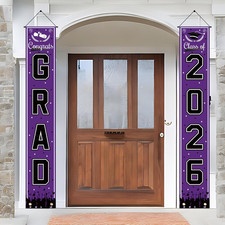 2026 Graduation Decorations - Purple Congrats Grad Porch Banner for Graduation P