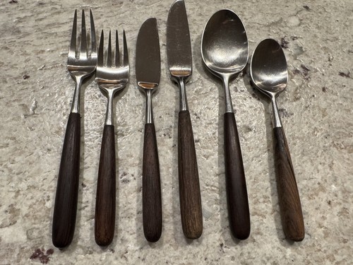 Palisander for 8 + serving + fruit knives. 51 pcs. Lauffer Norway (Don Wallance)