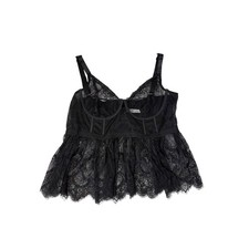 NEW Coquette Black Sheer Lace Babydoll Bustier Tank Top Size 1XL Underwire Bra