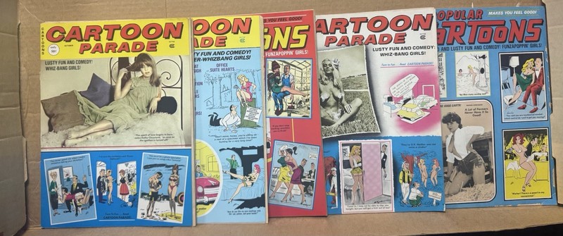 Lot of 6 Vintage 1970s Cartoon Parade & Popular Cartoons Men’s Humor Magazines