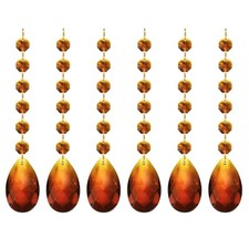 6 x Teardrop Crystal Chandelier 160mm Length Prisms Part Dark Amber