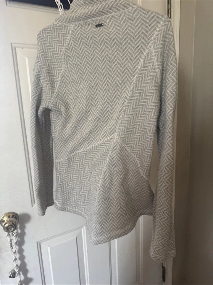 Pullover prAna Para Mujer Med M Cuello Embudo Gris Manga Larga Acogedor Polar Suéter Foto 4 de 4