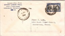 1941 Lagos Nigeria First Flight Airmail Cover FFC To Harrisburg PA USA