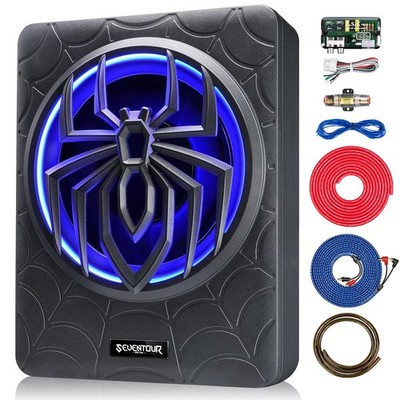 Seventour 10'' 1200W Slim Under Seat Powered Car Subwoofer, Car/Truck Audio Su...