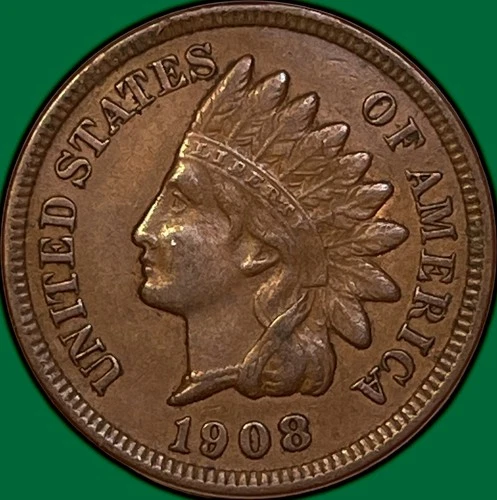 1908 Indian Head Cent Choice Extremely Fine XF+/AU Coin #36094