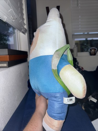 Cartoon Network Adventure Time Plush Finn Stuffed Pillow White Blue Green 20" - Picture 3 of 7