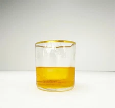 Vintage Mini Whiskey Glass Set (6) PERFECT FOR 1-2 CUBE 1.5oz-3oz Pour MCM Gold