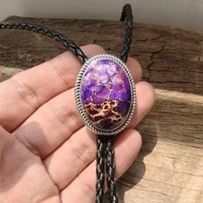 Purple Spot Turquoise Bolo Tie: Western Cowboy Wedding Necktie