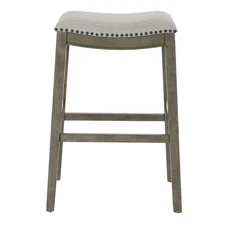 Saddle Stool 30 In. Grey Fabric and Antique Grey Base (2-Pack)