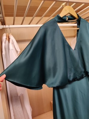 Brandneu mit Etikett Coast Kleid UK 12 MAXI GRÜN ANLASS FORMELL CAPE KRIS SATIN DAMEN UVP 169 £