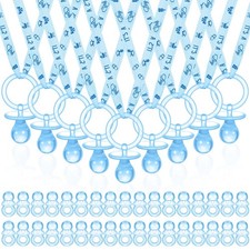 74 Pieces Baby Shower Pacifiers 24 Necklace Acrylic Plastic Pacifiers Baby Sh...