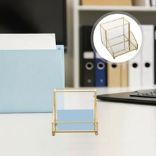 Elegant Gold Frame Business Card Box for Desk Storage Glass Iron Multi Color