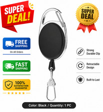 Retractable Key Chain ID Card Fob Belt Clip Lanyard Extendable