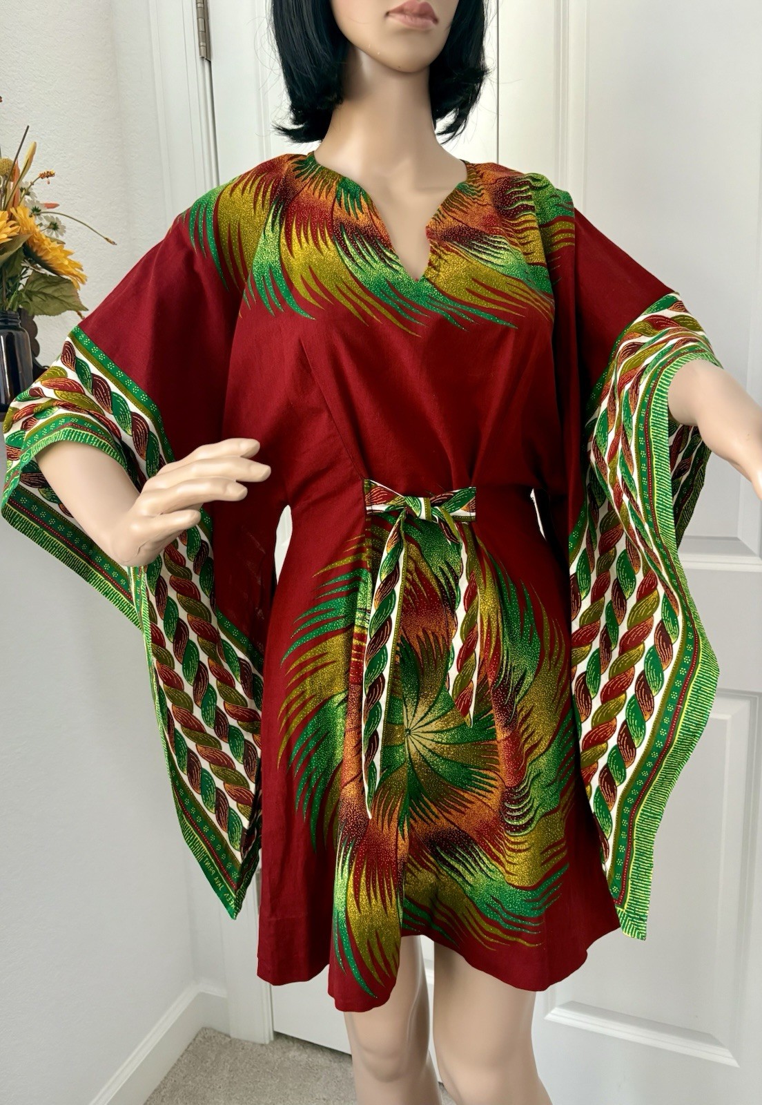 Vintage Psychedelic Dashiki Java Print Cotton Boh… - image 7