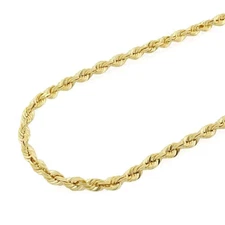 14K Yellow Gold 2mm-7mm Diamond-Cut Rope Chain (Solid Links) 20"-30"