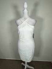Lulus Women’s White Color Halter Neck Dress Size M Runs Small