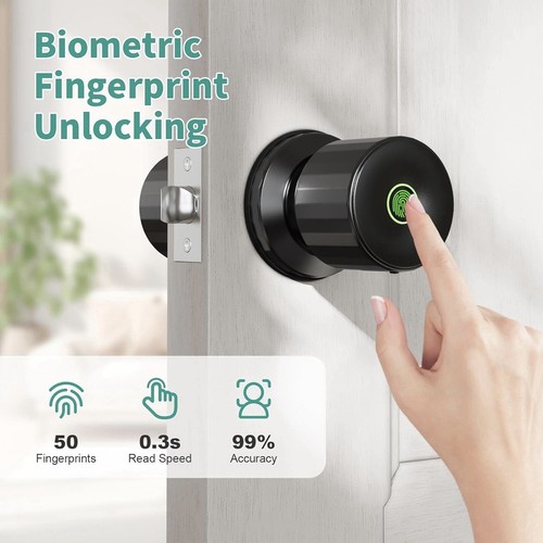 Door Knob Fingerprint Smart Lock APP Bluetooth Control Biometric Tuya Smart App - Picture 2 of 9