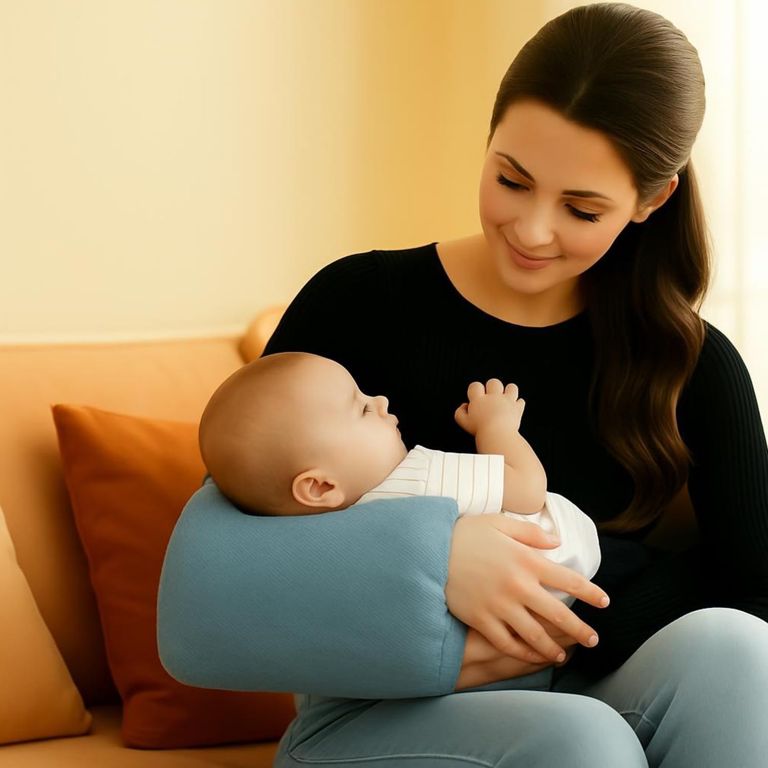 Coussins d'allaitement doux pour repos de grossesse et repas de bébé au salon