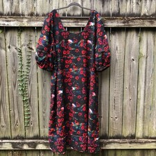 Rachel Comey x Target Red Floral Maxi Dress Size 28W Puff Sleeves