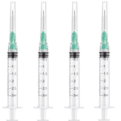 HABEUNIVER Luer Lock 3ml 21Gauge 1 Inch Lab Syringe Dispensing Tools for 21gauge 1in