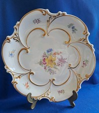 Platte Jlmenau Graf Von Henneberg Porzellan Gold Rand Blumen DDR