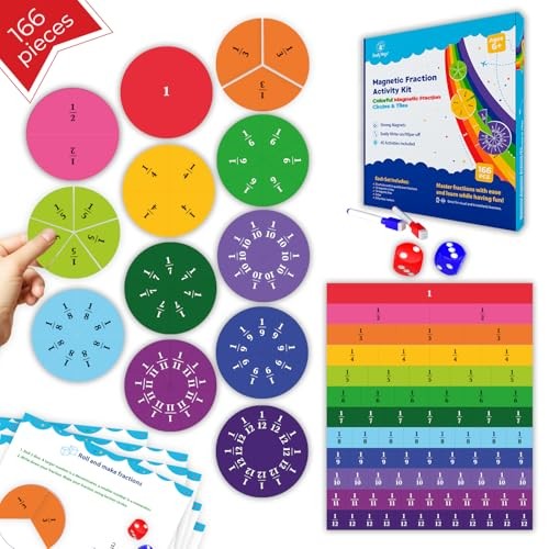 166 PCS Magnetic Fractions Activities Class Set – Fraction Strips, Tiles, - Picture 2 of 7