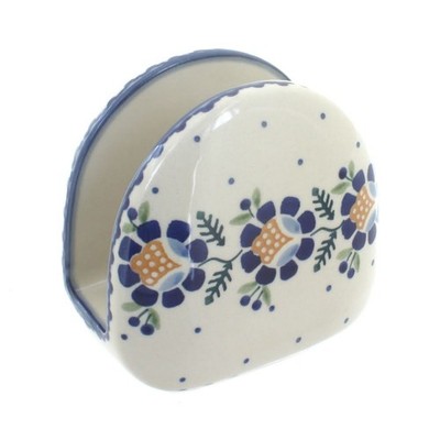 Blue Rose Polish Pottery Sunflower Napkin Holder