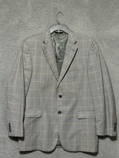 Burberry London Men's 42Reg Tan Window Pane Wool Bond Street Blazer USA Union