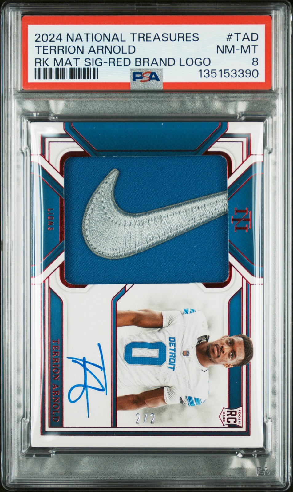 Terrion Arnold Panini National Treasures Rookie Material Signatures Rps #TAD Red Brand Logo