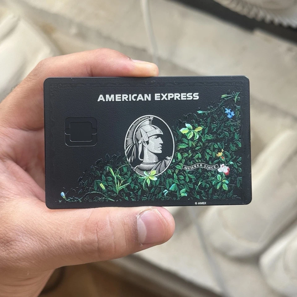 Customized Centurion AMX Floral Black Metal Card Design with Small & Big Chip - Image 3 of 4