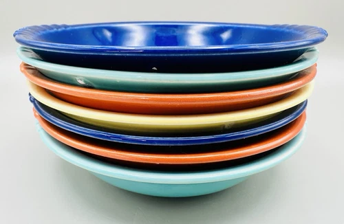1930’s Paden City “Caliente” Dishware Lot-8 Bowls Art Deco Colorful 