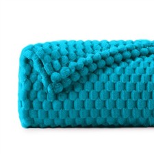BEDELITE Jewel Blue 3D Jacquard Fleece Throw Blanket for Couch  Bed - 60"x80"