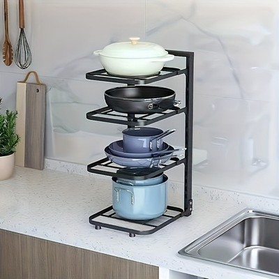 Adjustable Pull Out Pot Rack Organizer Under Sink Kitchen Cabinet Storage Shelf
