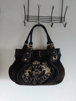 Vintage Juicy Couture Shoulder Bag Purse Brown Black Scottie Dogs Y2K Velour