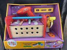 Gigglescape Construction Play Set 36-Piece With Electric Drill  Wooden Toolbox